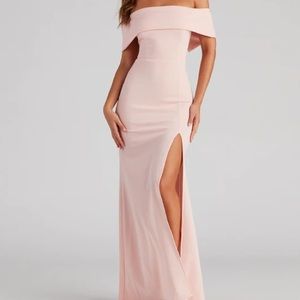 Coralie Off Shoulder Front Slit Dress